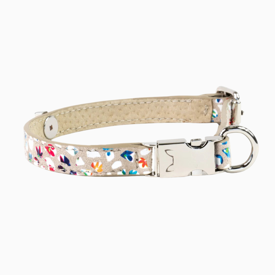 Leren Honden- en Kattenhalsband Tino Cappucino