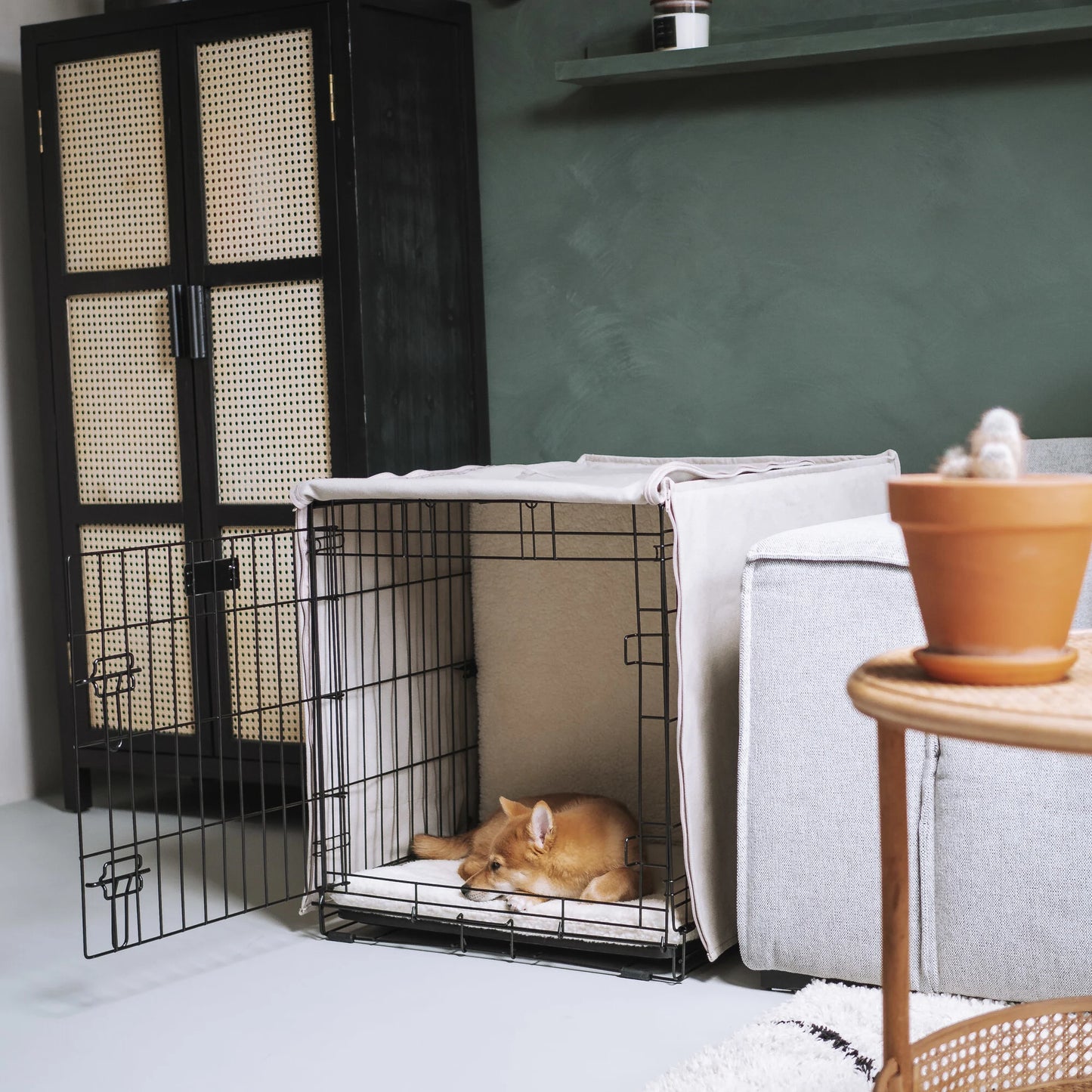 bench deken hond kat teddy stof district 70, sherpa crate divide