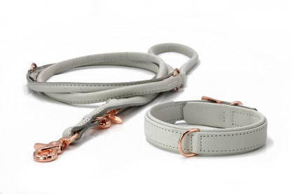AMICI Stijvolle Set Halsband + Riem Lichtgrijs