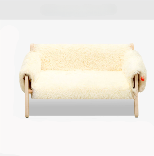 Verhoogd Kattenbed - Houten Bank met Kussen voor Kat of Kleine Hond Verhoogd Kattenbed - Houten Bank met Kussen voor Kat of Kleine Hond