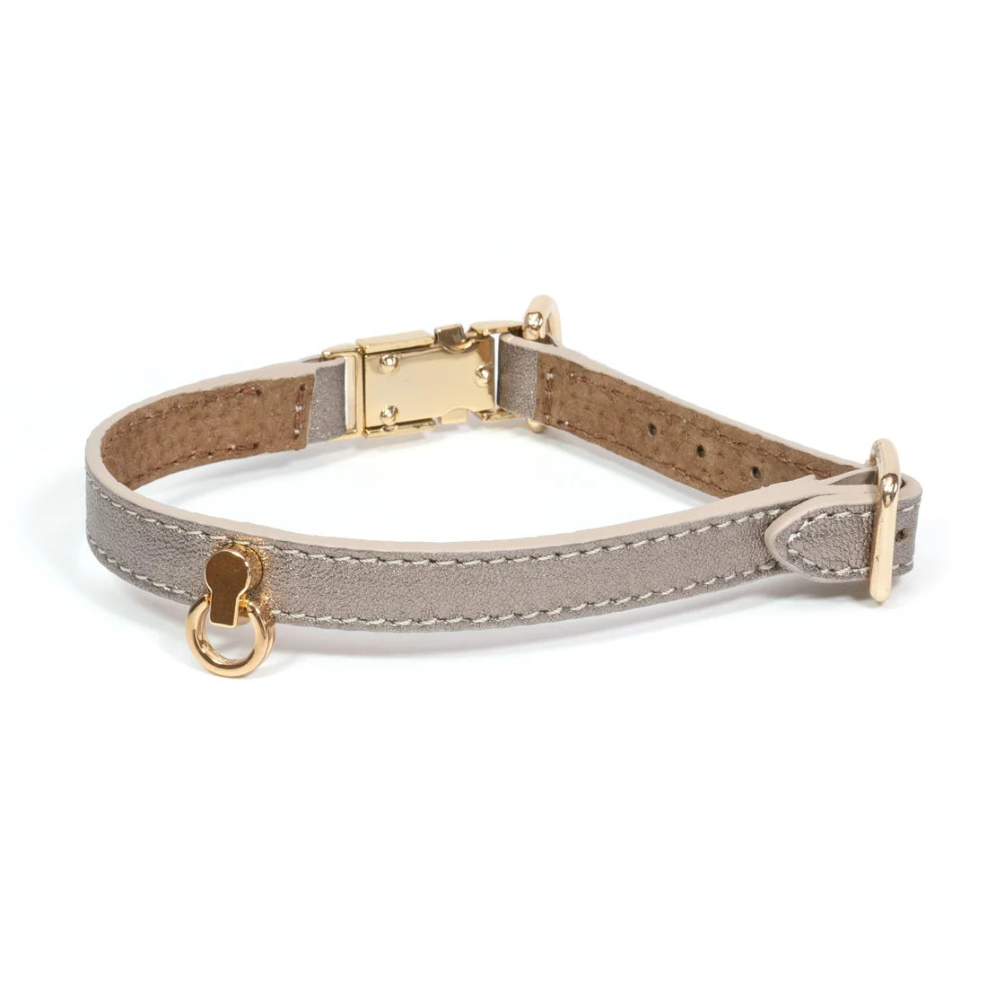 Leren Honden- en Kattenhalsband Tino Goud