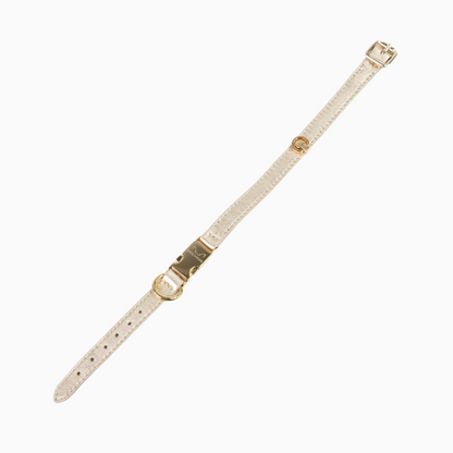 Leren Honden- en Kattenhalsband Tino Licht Goud