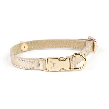 Leren Honden- en Kattenhalsband Tino Licht Goud