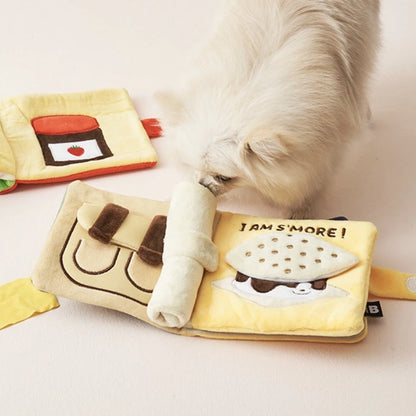 snuffelboekje, snuffelspel, snuffelmat hond, interactief speeltje, puppy hond, snuffel
