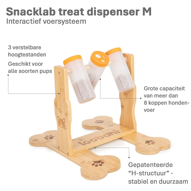 Snacklab treat dispenser Medium, interactief honden speelgoed, Slow Feeder - Mentale workout voor slimme honden - draaien, schuiven en trekken - puzzel - hulpmiddel voor het mentale welzijn om verveling en stress te verminderen